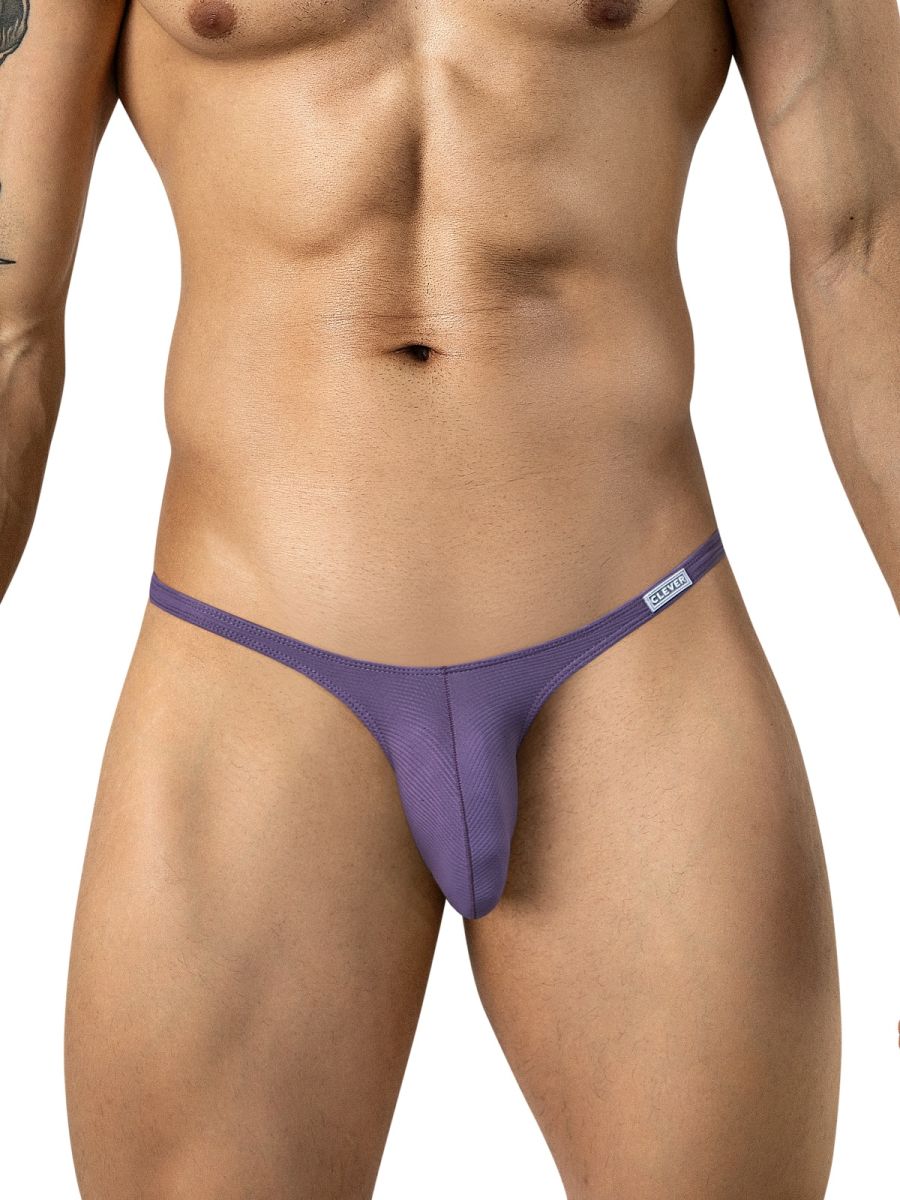 Front view of lilac Cronos brief underwear with thin sides and a small brand tag on the waistband.