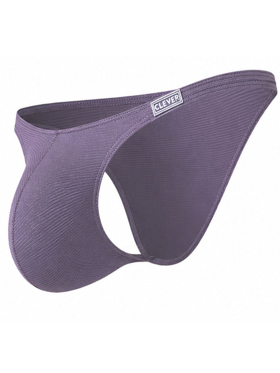 Lilac Clever Cronos briefs with a ribbed texture and white logo tag on the waistband.