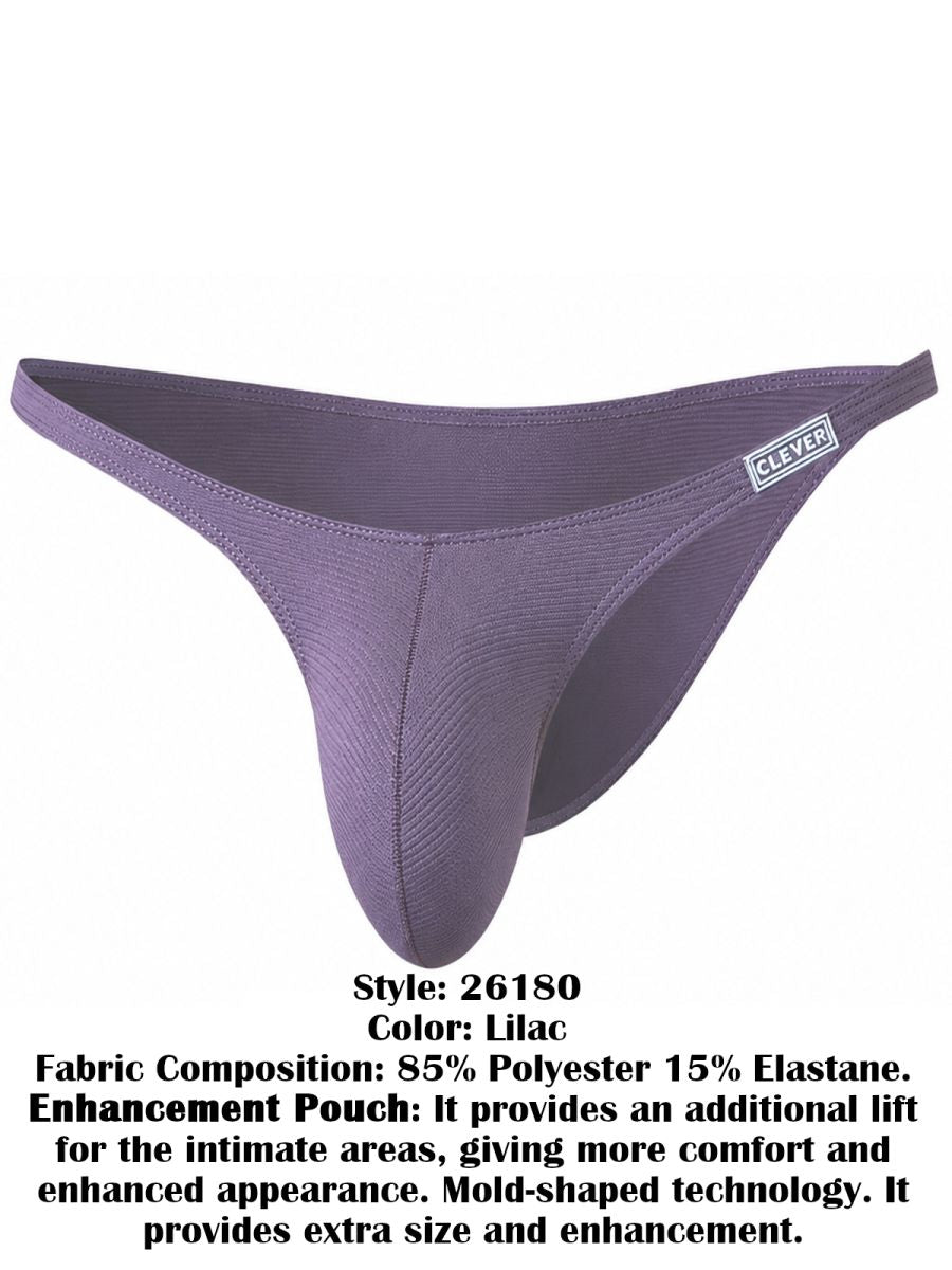 Lilac Cronos briefs featuring a contoured pouch and a small white Clever logo tag on the left side.