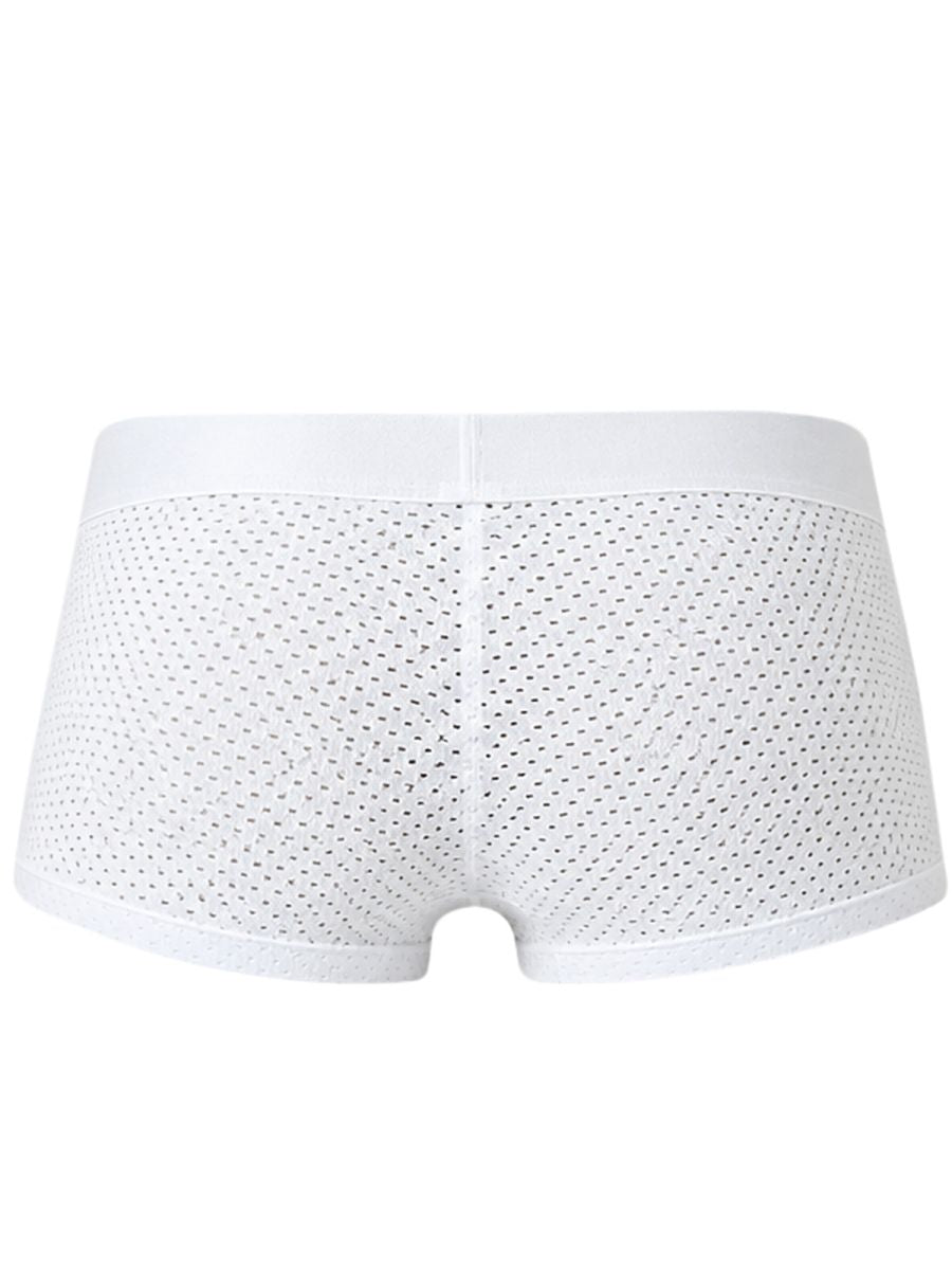 White mesh trunks underwear shown from the back against a white background.