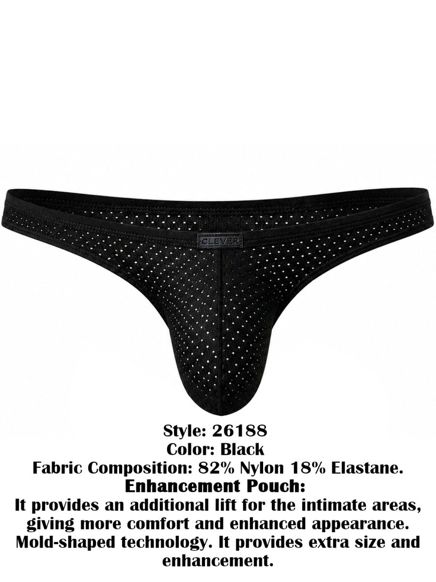 Black mesh briefs featuring a contoured pouch and a branded waistband tag.