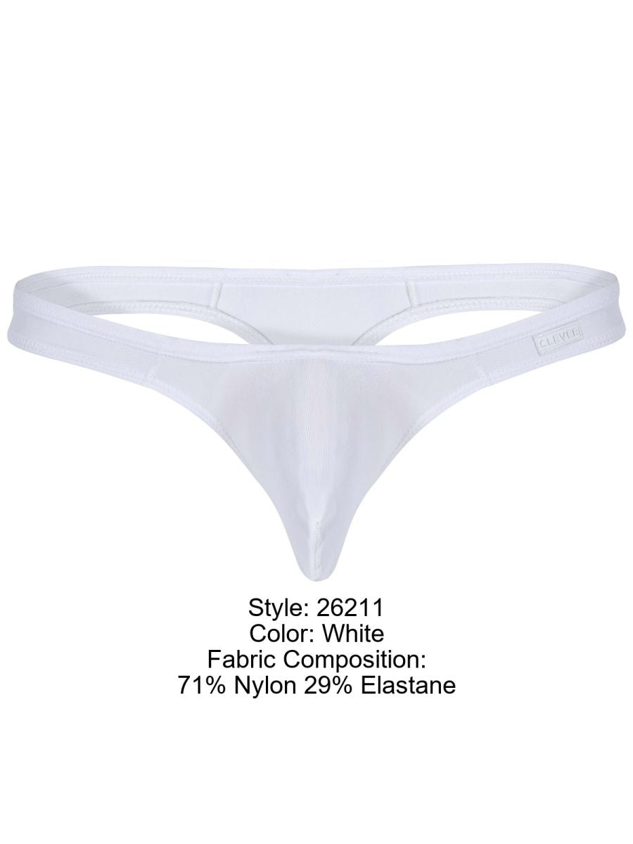 Clever 26211 Men's Underwear Murillo Thongs Sleek Minimalist Fit Color White