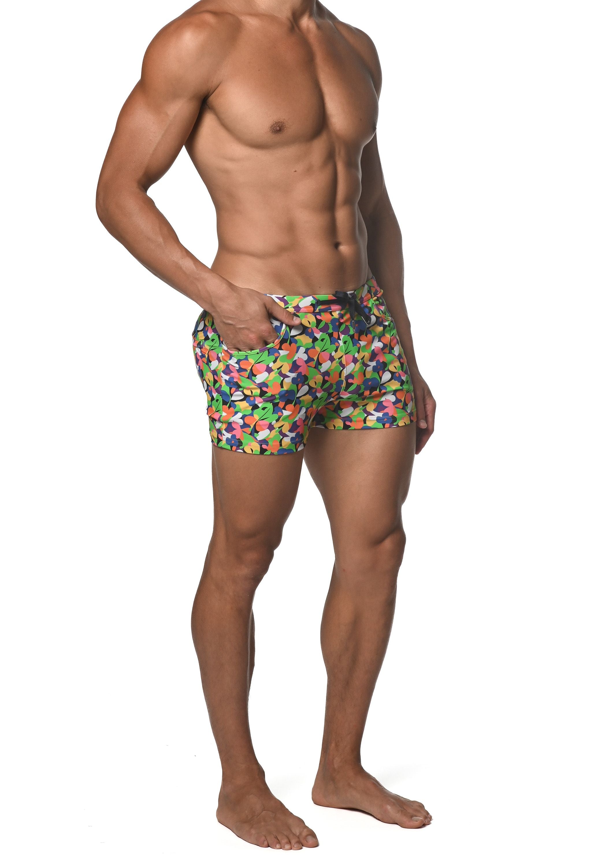 SPRING GREEN ABSTRACT COAST SWIM SHORT