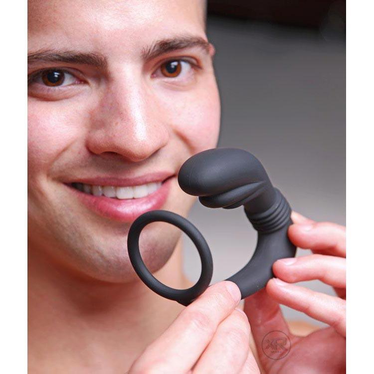Masajeador de próstata y anillo para el pene de silicona Cobra