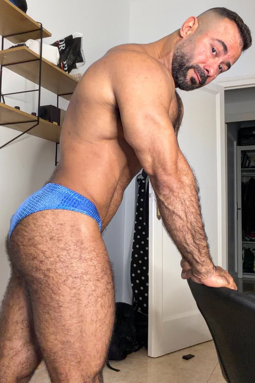 JJ Malibu Men's Metallica Brief with Bulge Pouch - Blue Croc