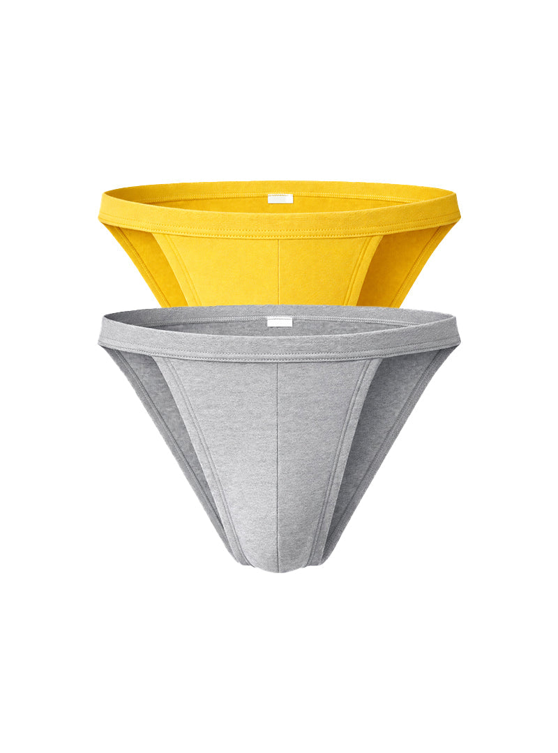 Undergear Men's Contour Cutaway Bikini 2-Pack (Gray & Yellow)