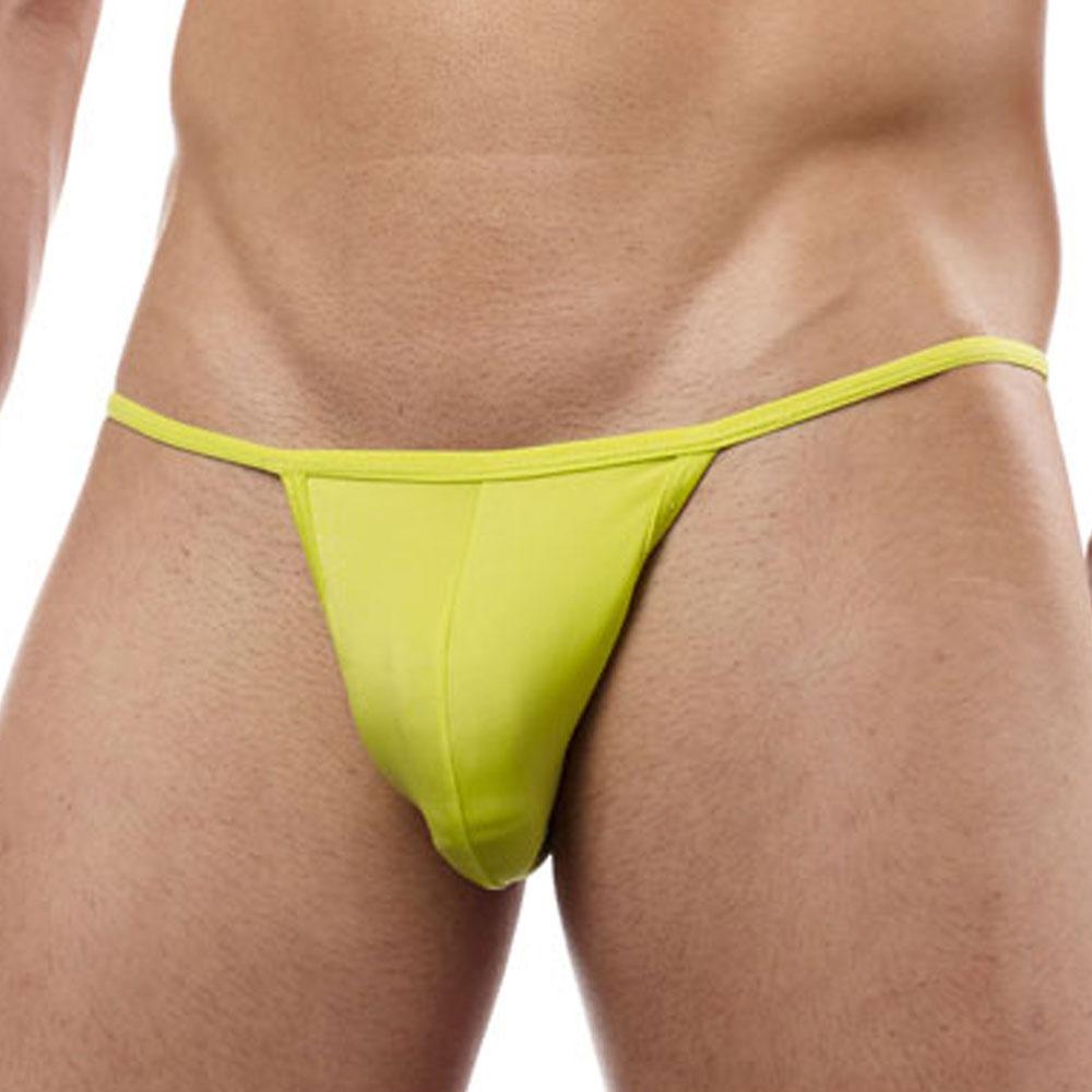 Bright yellow Cover Male CM112 bikini brief made of smooth stretchy fabric with narrow waistband and minimal coverage
