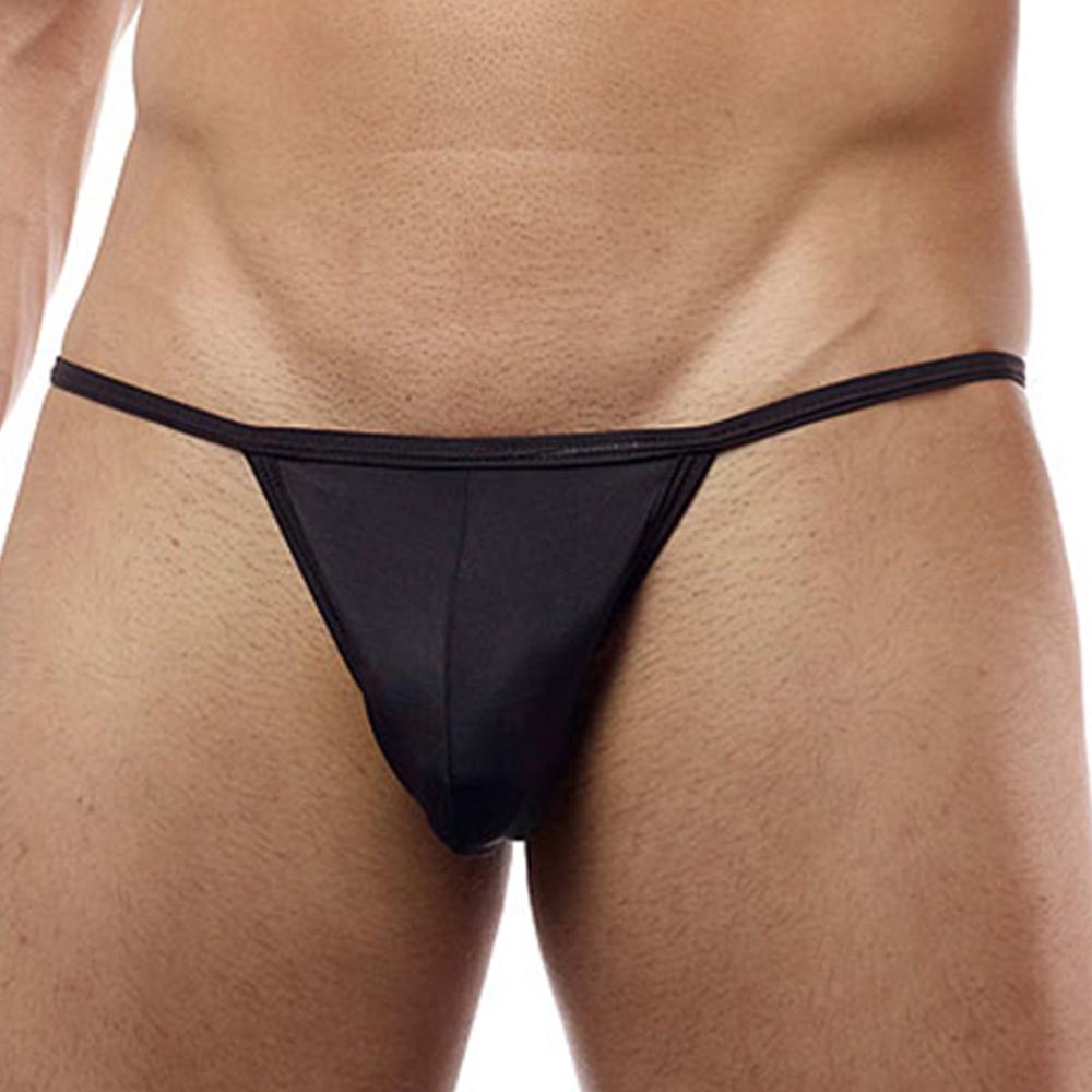 Black Cover Male CM112 bikini brief made of smooth stretchy fabric with a thin waistband shown from the back side