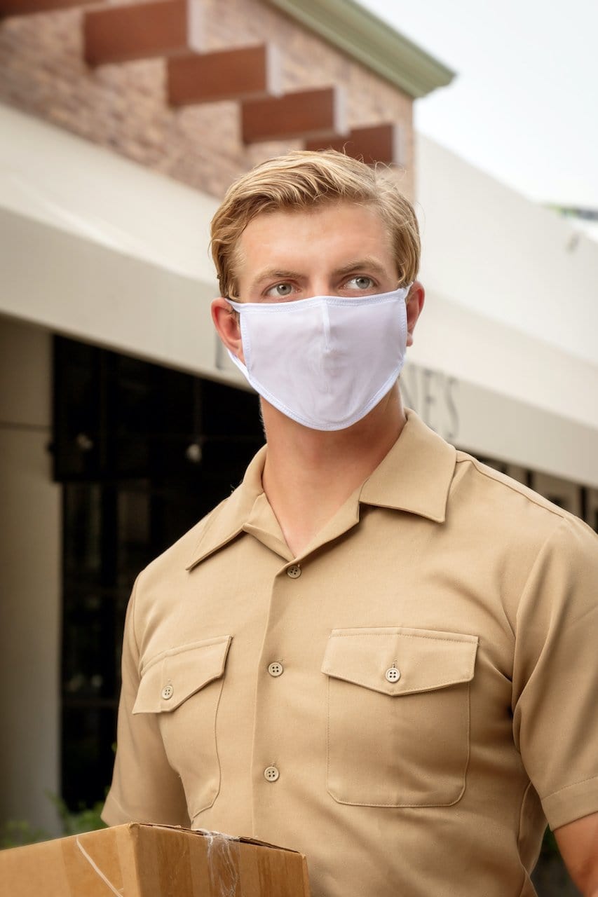 White fabric face mask cover male tap003 accessory showing breathable cotton material for daily use