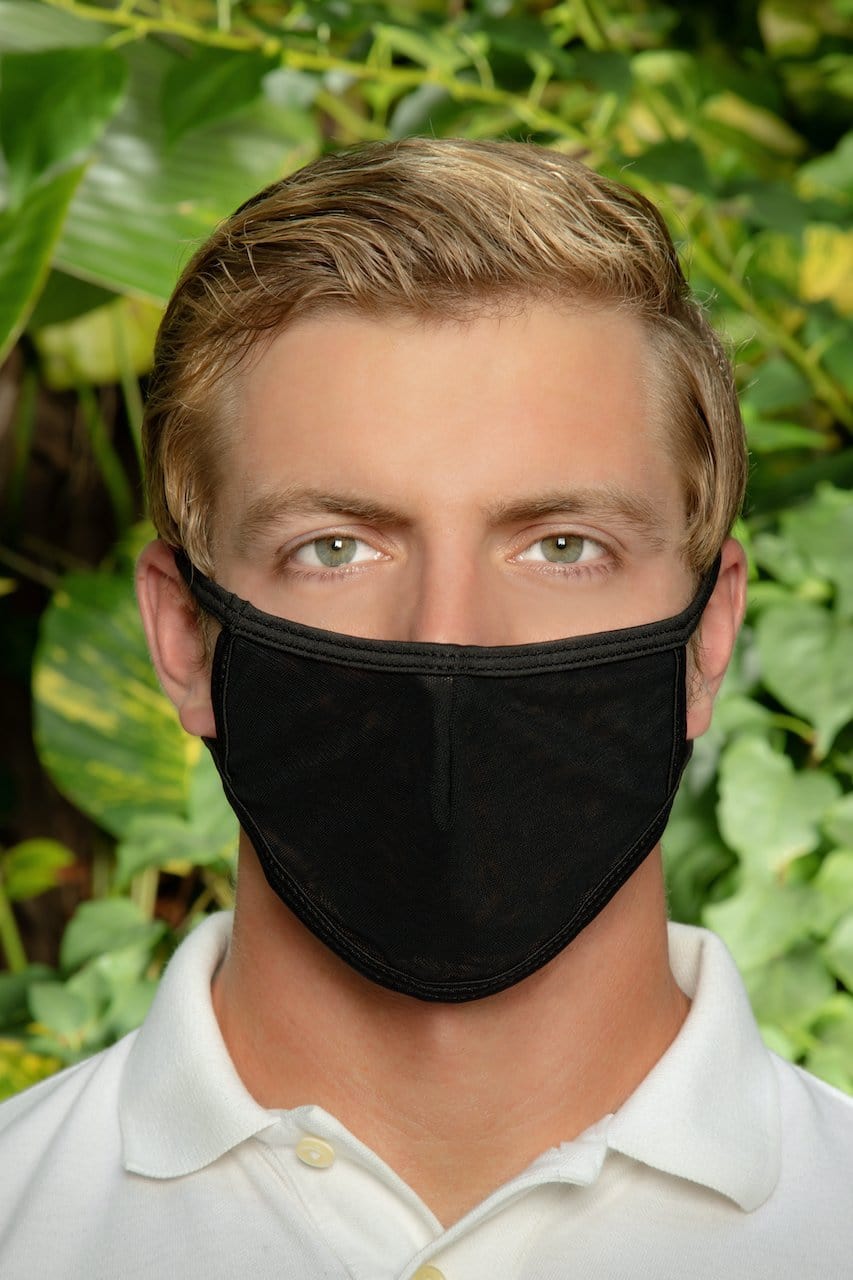 Black fabric face mask with elastic ear loops from cover male tap003 accessory for comfortable daily use