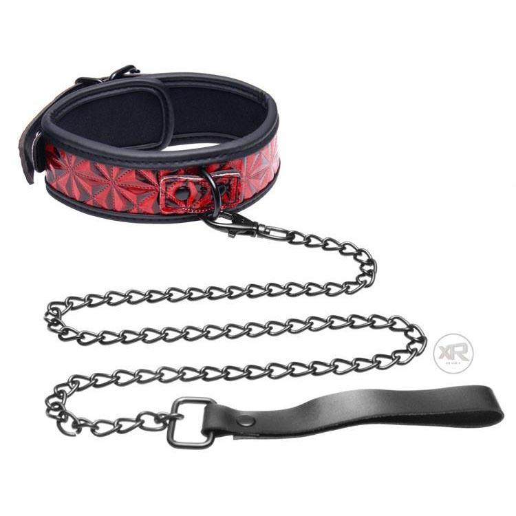 Collar atado carmesí con correa
