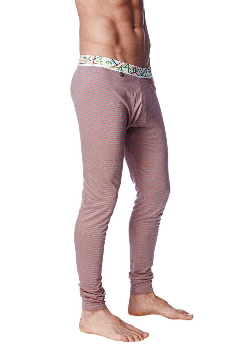 A pair of mauve ribbed knit tights with a patterned waistband from the crosstrain thermal yoga pant collection
