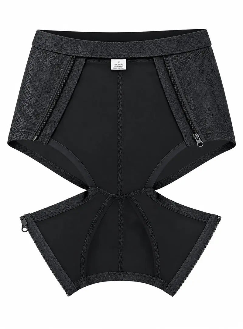 Undergear Men's Cutout Zip Trunk BK-788