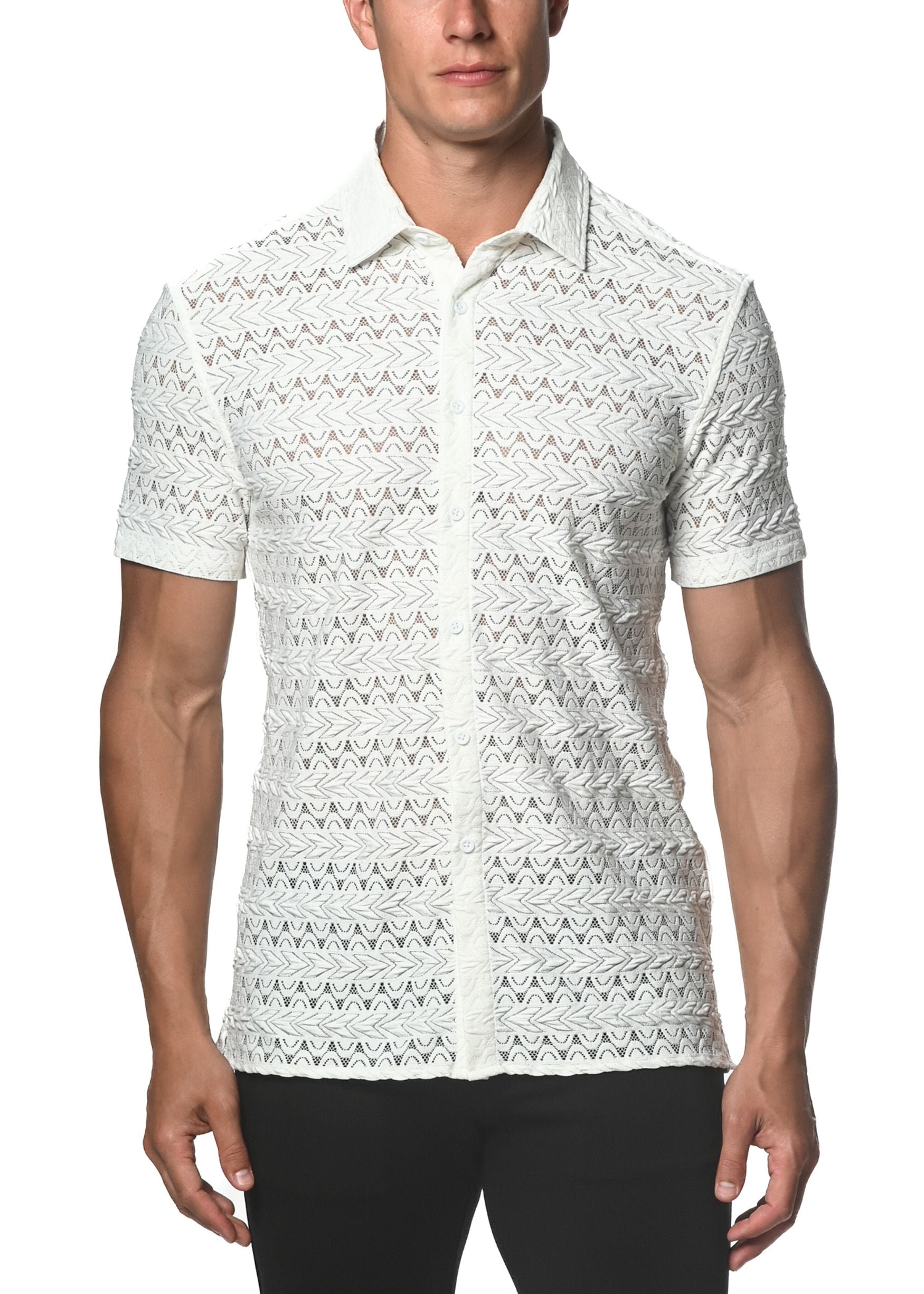 DARTS STRETCH GOSSAMER LACE SHIRT - DealByEthan.gay loves ST33LE