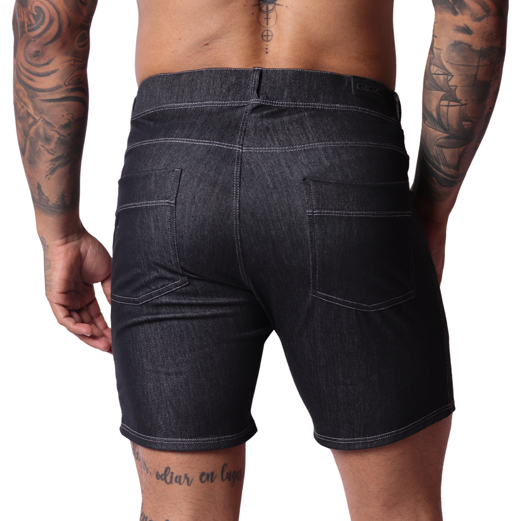 Denim Black Shorts back view by Gigo Underwear