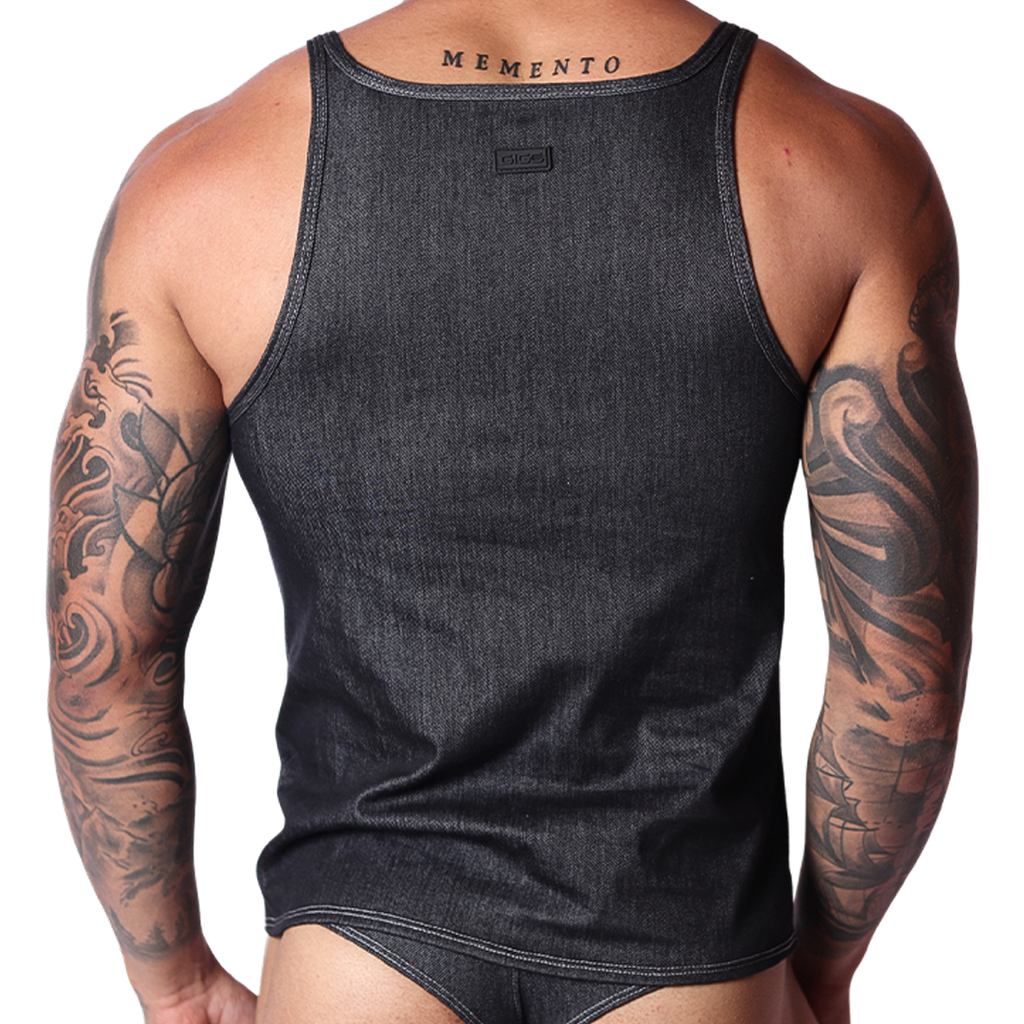 Denim Black Tank back view by Gigo Underwear