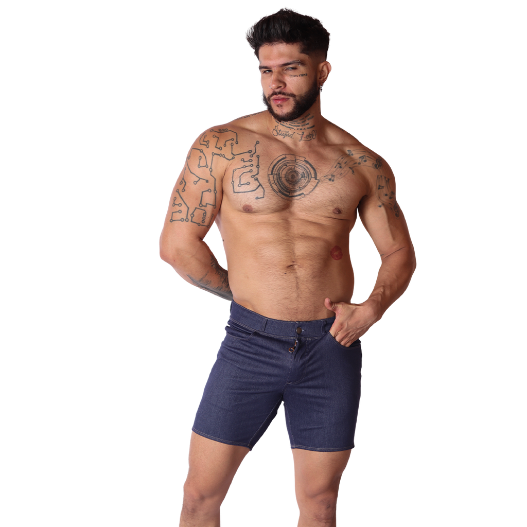 Denim Blue Shorts on model by Gigo Underwear
