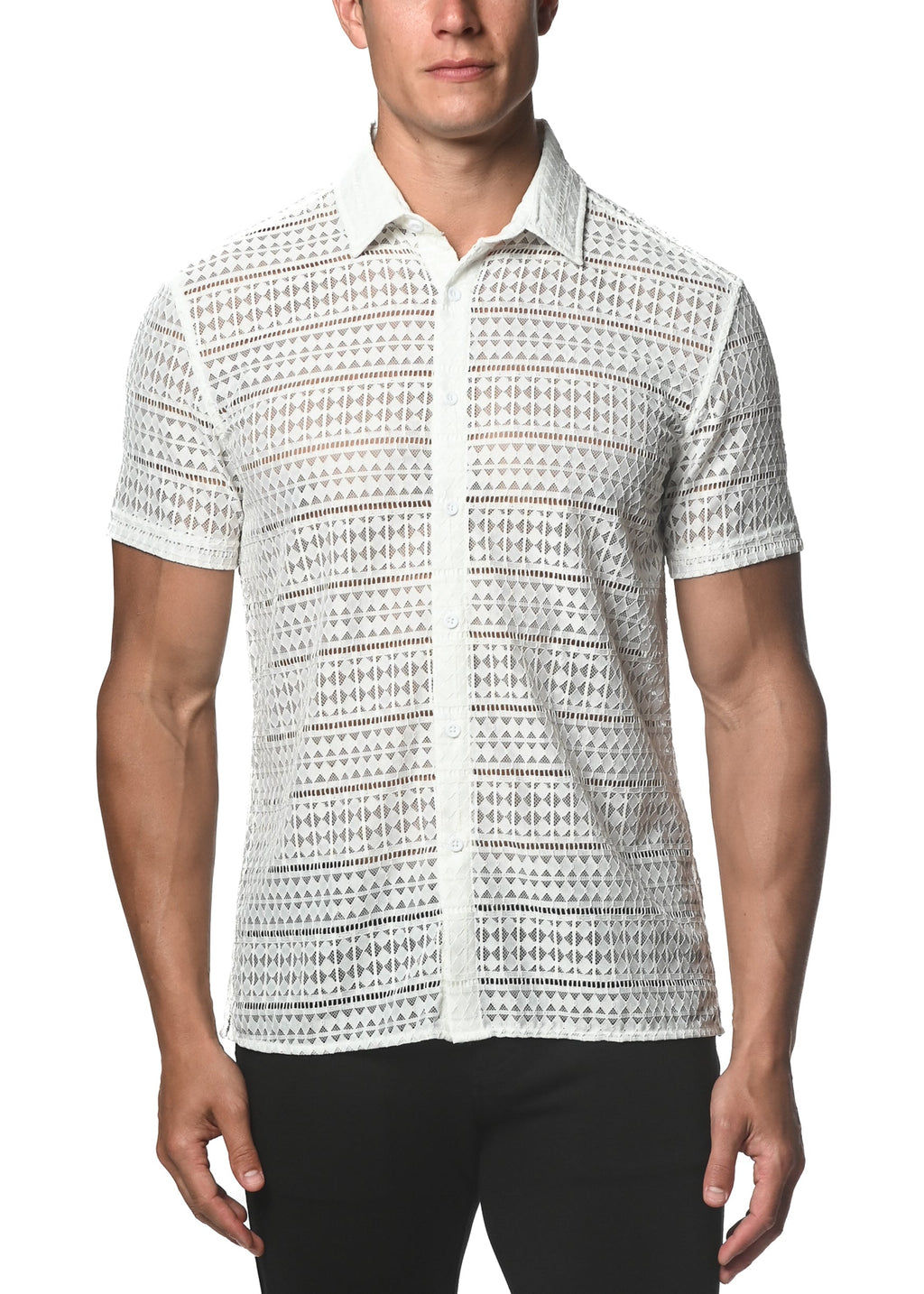 DIAMOND STRETCH GOSSAMER LACE SHIRT - DealByEthan.gay loves ST33LE