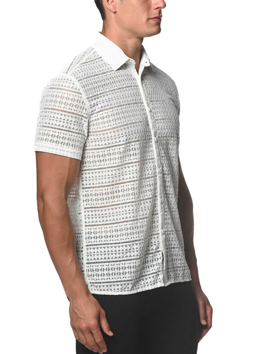 DIAMOND STRETCH GOSSAMER LACE SHIRT - DealByEthan.gay loves ST33LE