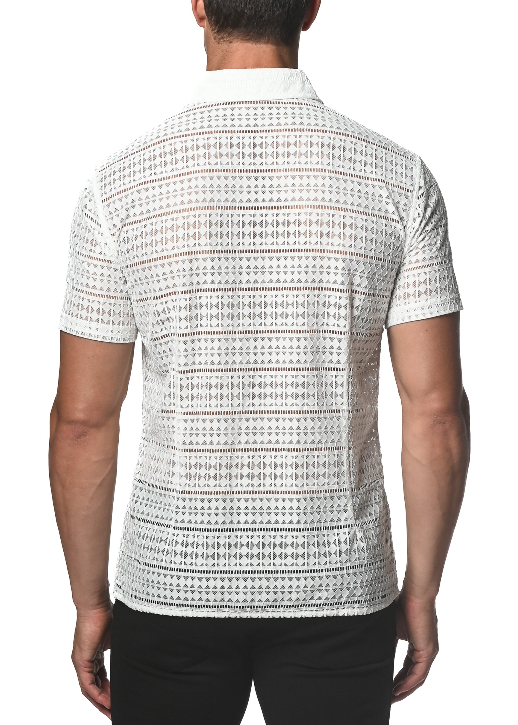 DIAMOND STRETCH GOSSAMER LACE SHIRT - DealByEthan.gay loves ST33LE