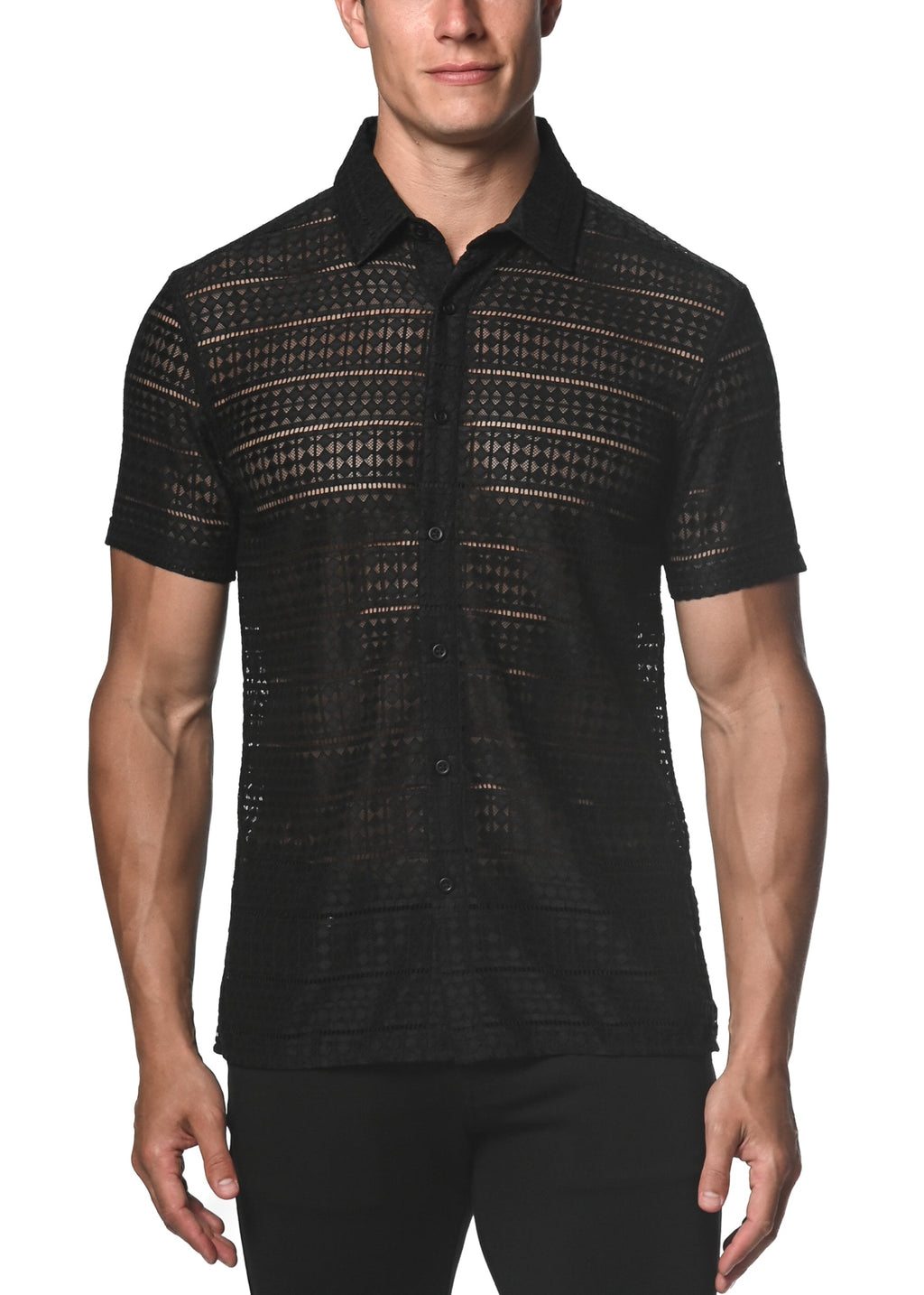 DIAMOND STRETCH GOSSAMER LACE SHIRT - DealByEthan.gay loves ST33LE