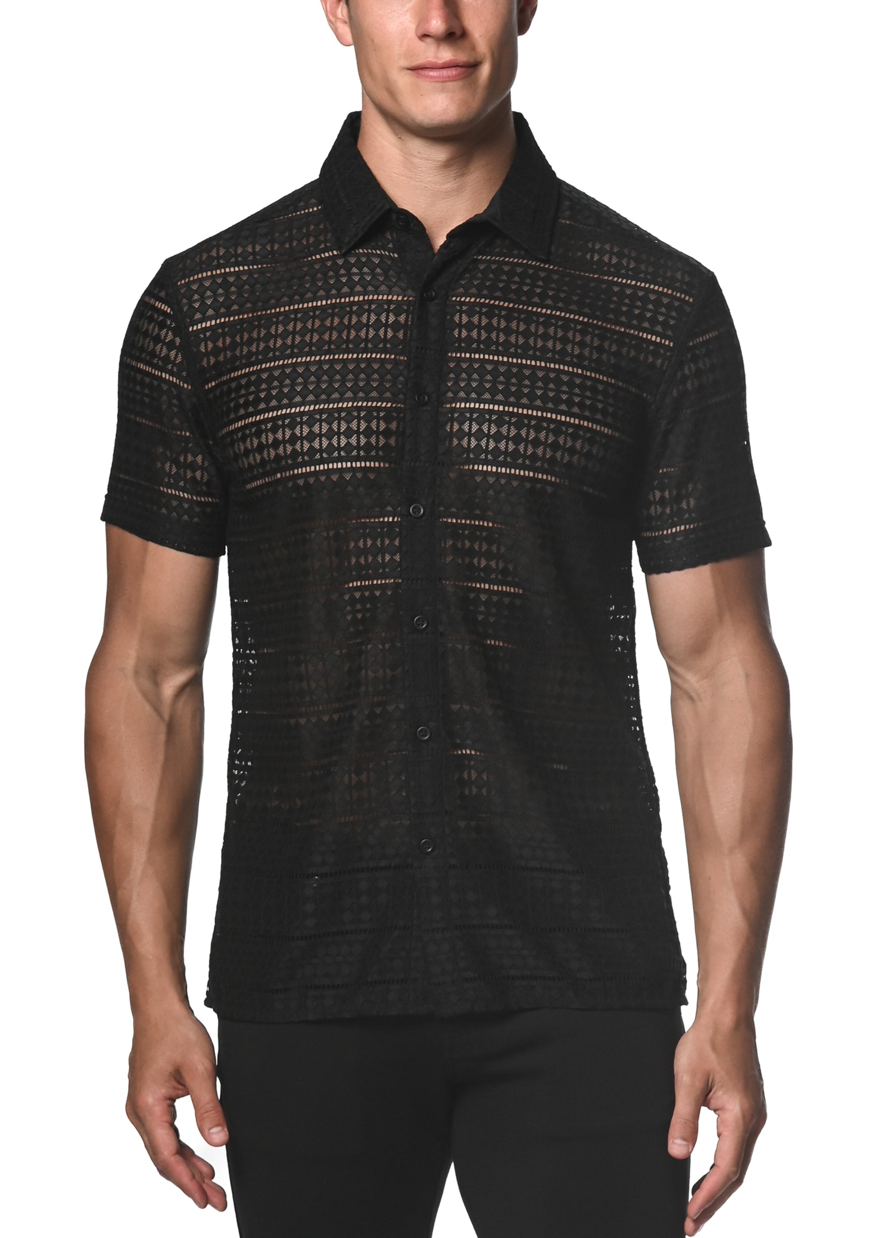 DIAMOND STRETCH GOSSAMER LACE SHIRT - DealByEthan.gay loves ST33LE
