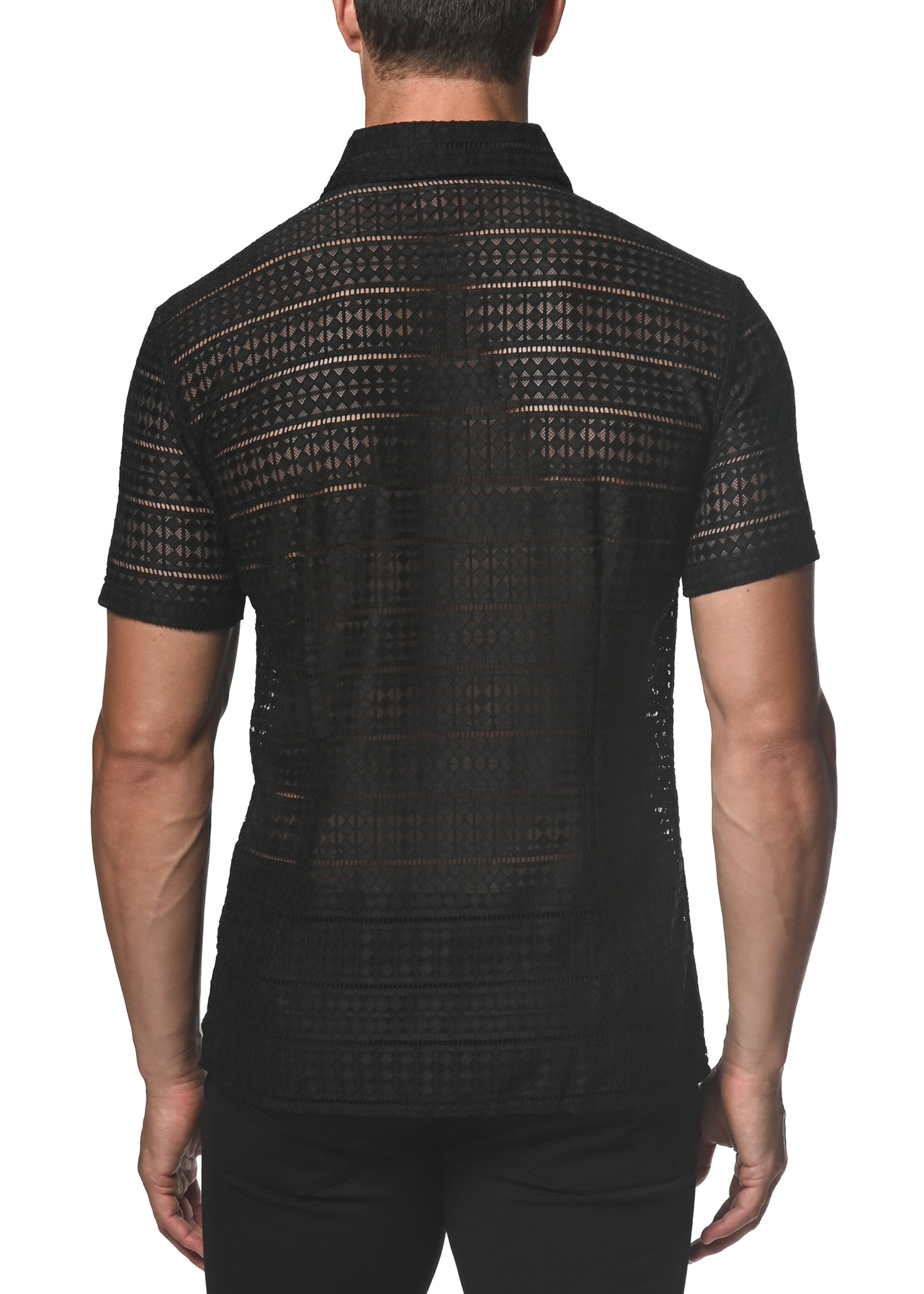DIAMOND STRETCH GOSSAMER LACE SHIRT - DealByEthan.gay loves ST33LE