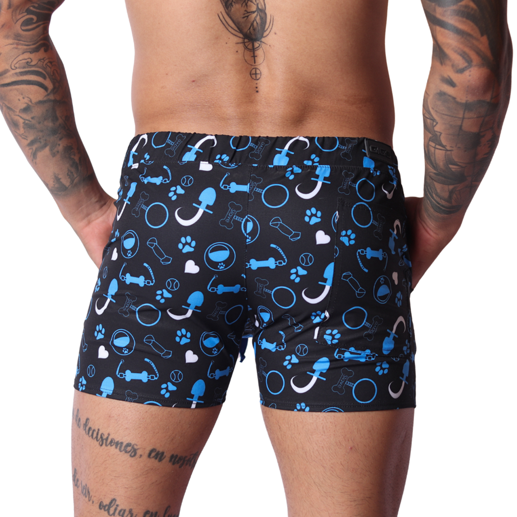 Dog Blue Shorts back view by Gigo Underwear