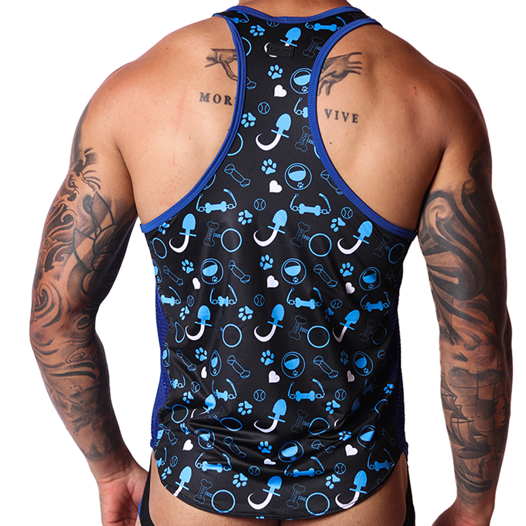 Dog Blue Tank back view by Gigo Underwear