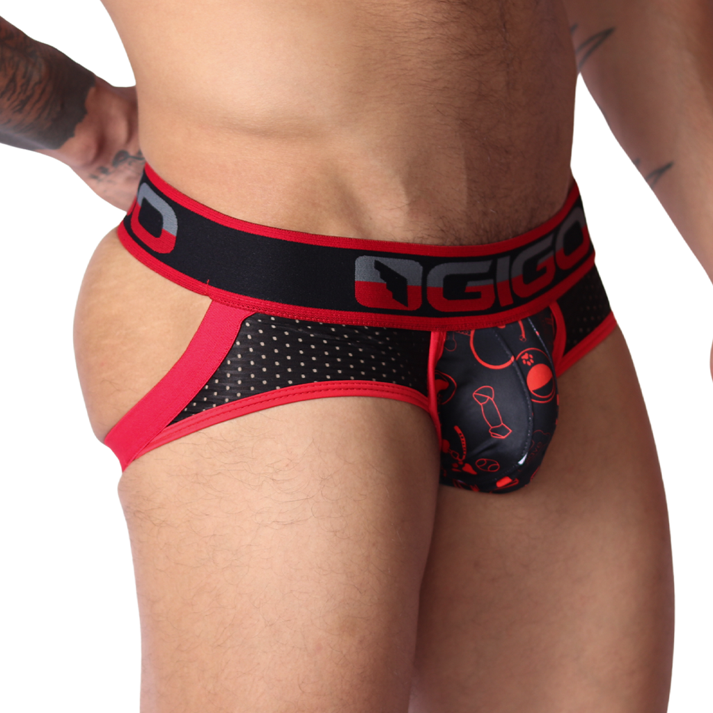 Dog Red Jockstrap front view by Gigo Underwear