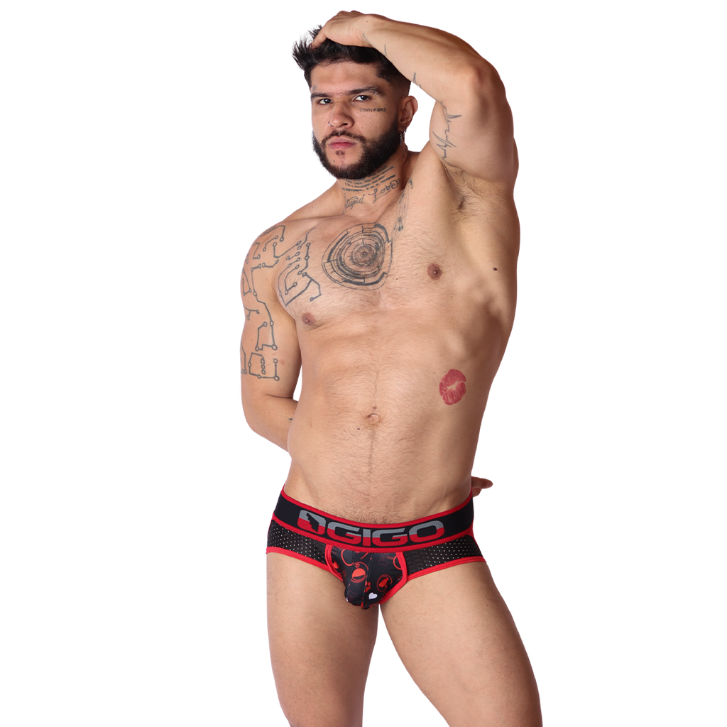 Dog Red Jockstrap on model by Gigo Underwear