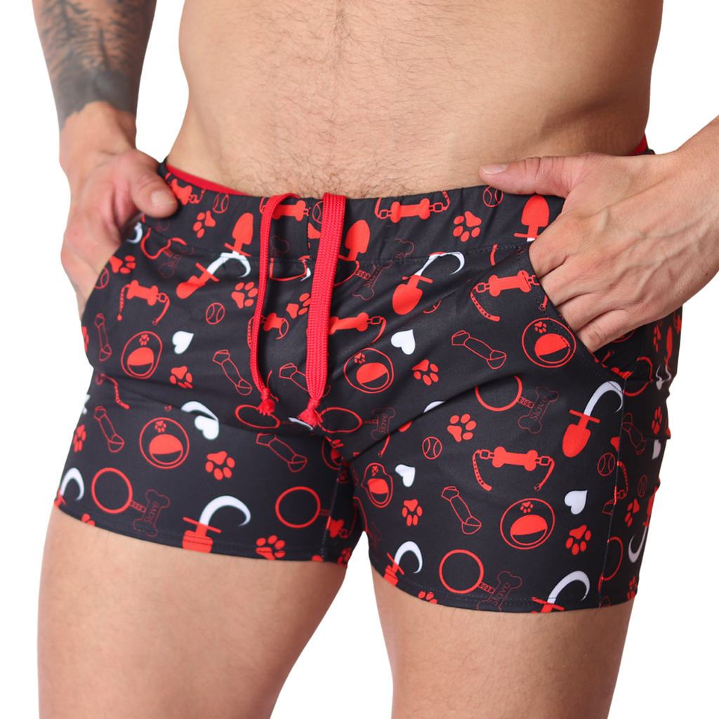 Dog Red Shorts front view by Gigo Underwear