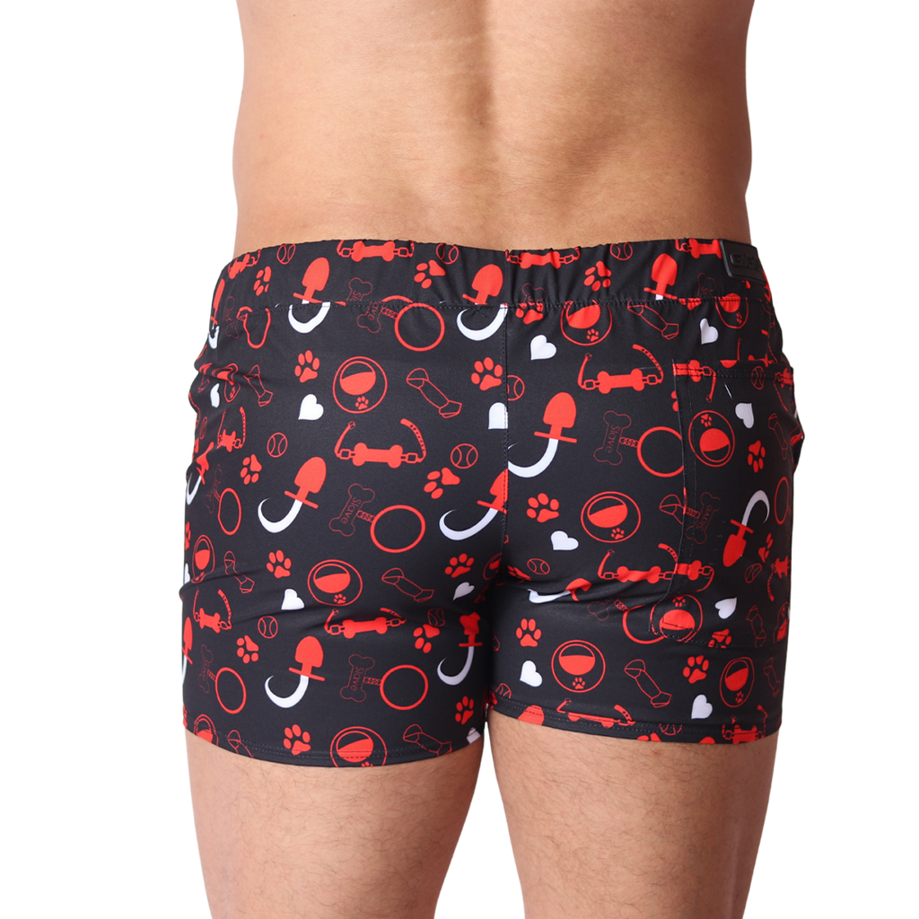 Dog Red Shorts back view by Gigo Underwear