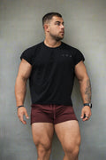 Jed North Oversized Cropped T-Shirt mit offener Kante – Schwarz