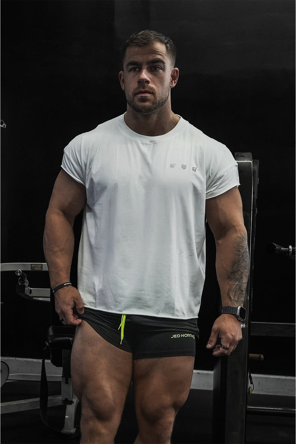 Camiseta corta extragrande con corte sin rematar Jed North - Blanca