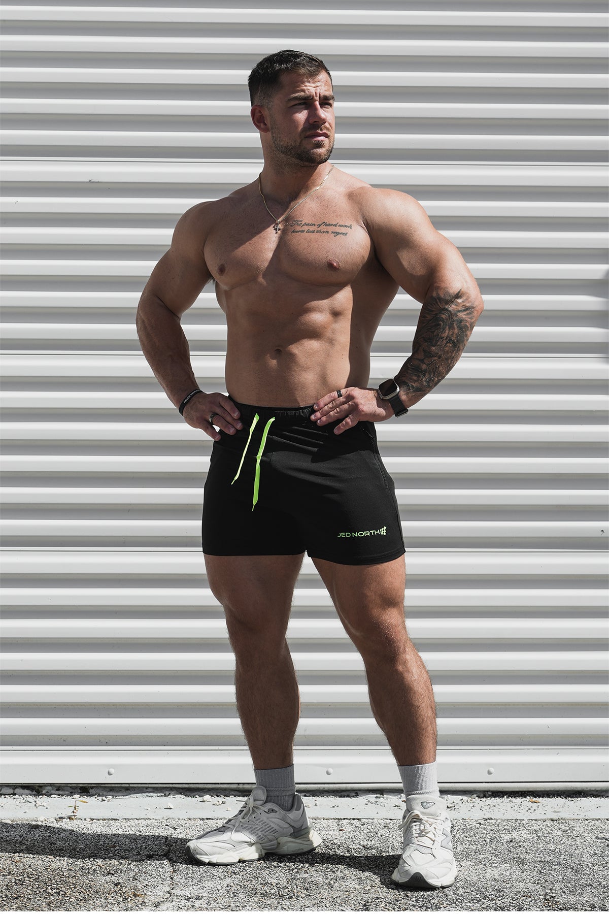 Jed North Agile Bodybuilding 4'' Shorts mit Reißverschlusstaschen – Schwarz