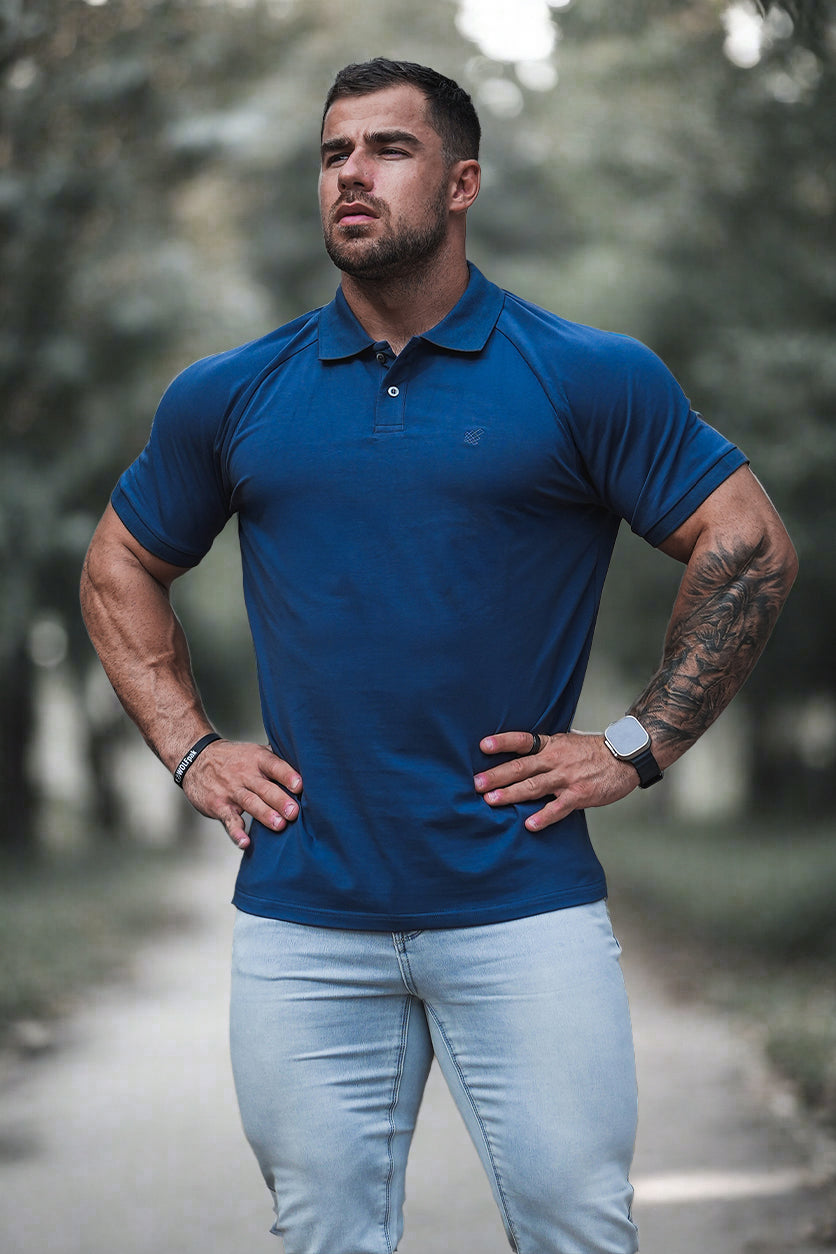 Jed North Men's Muscle Fit All-Day Polo T-Shirt - Storm Blue