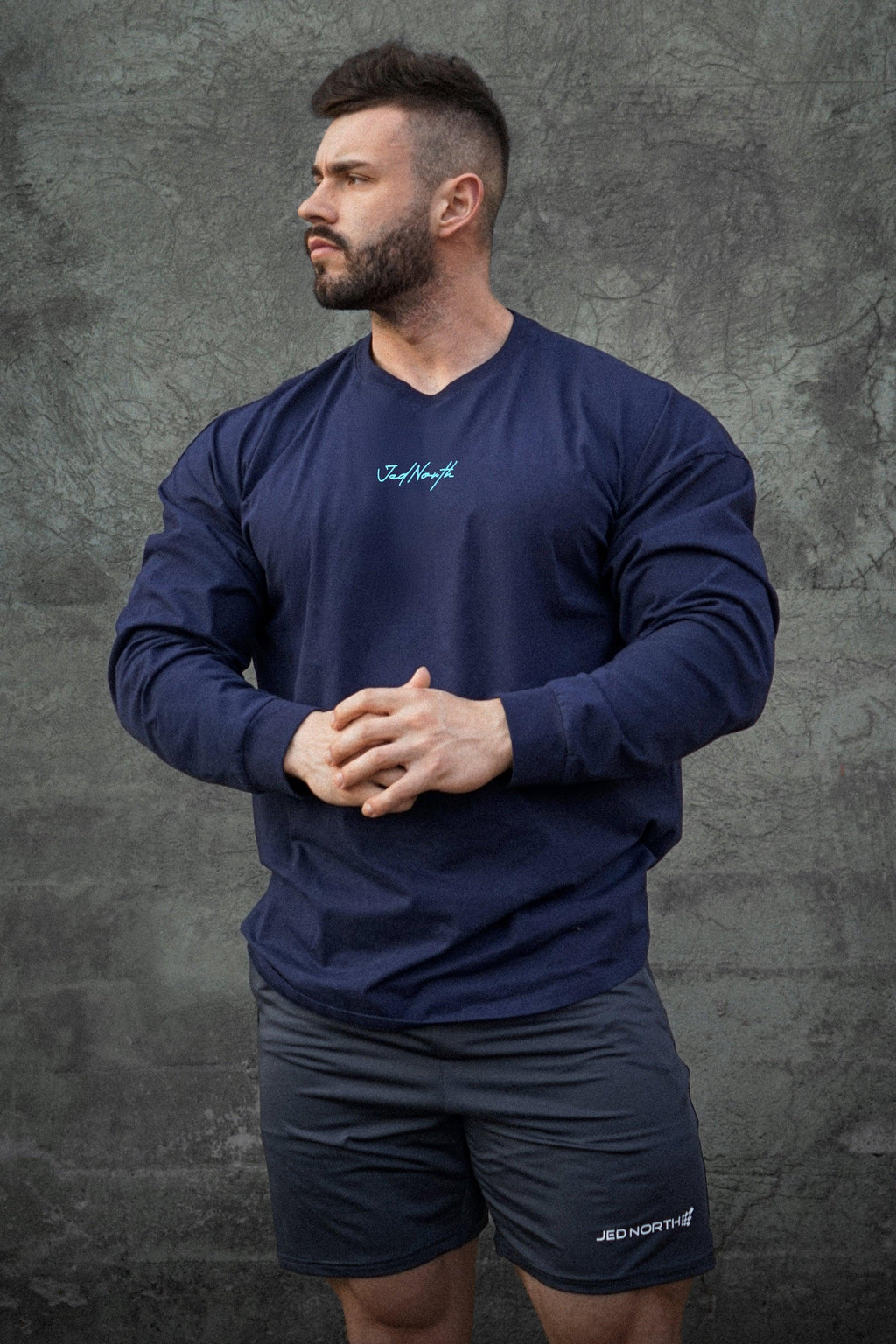 Jed North Men's Energy Oversized Long Sleeve T-Shirt 2.0 - Midnight Blue