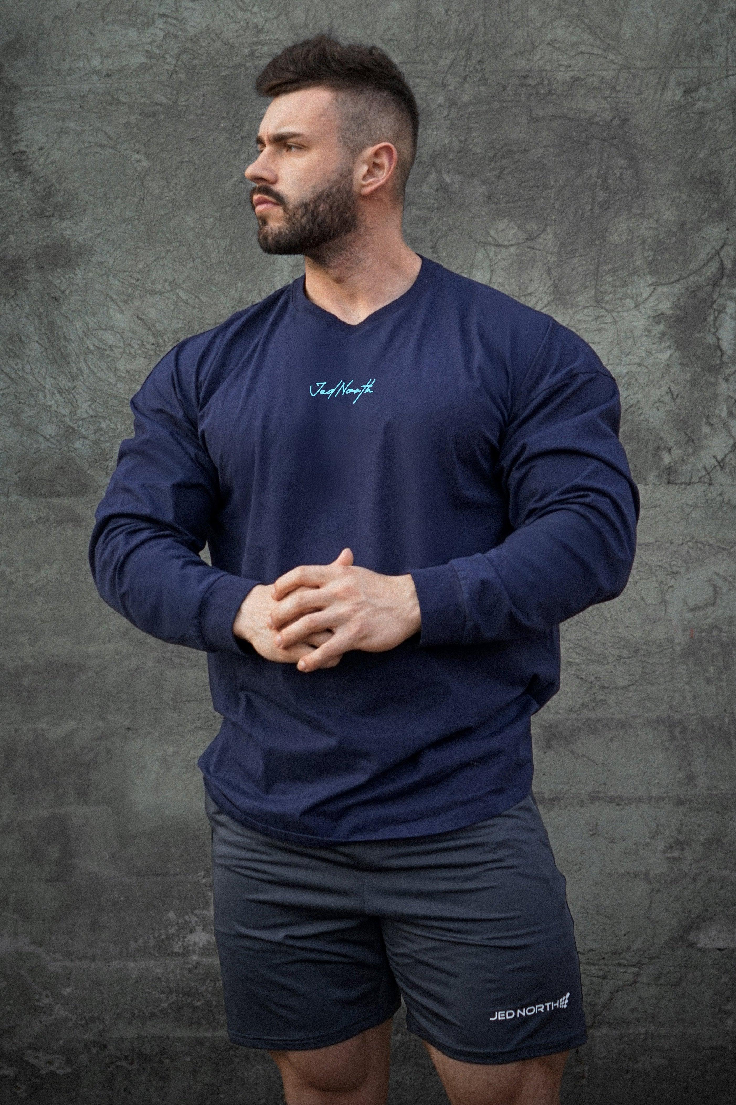 Jed North Energy Oversize-Langarm-T-Shirt 2.0 - Mitternachtsblau