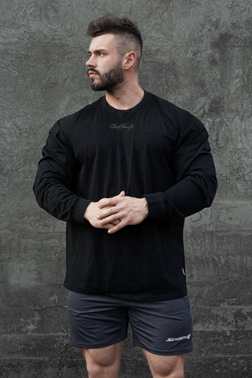Jed North Energy Oversize-Langarm-T-Shirt 2.0 - Obsidianschwarz