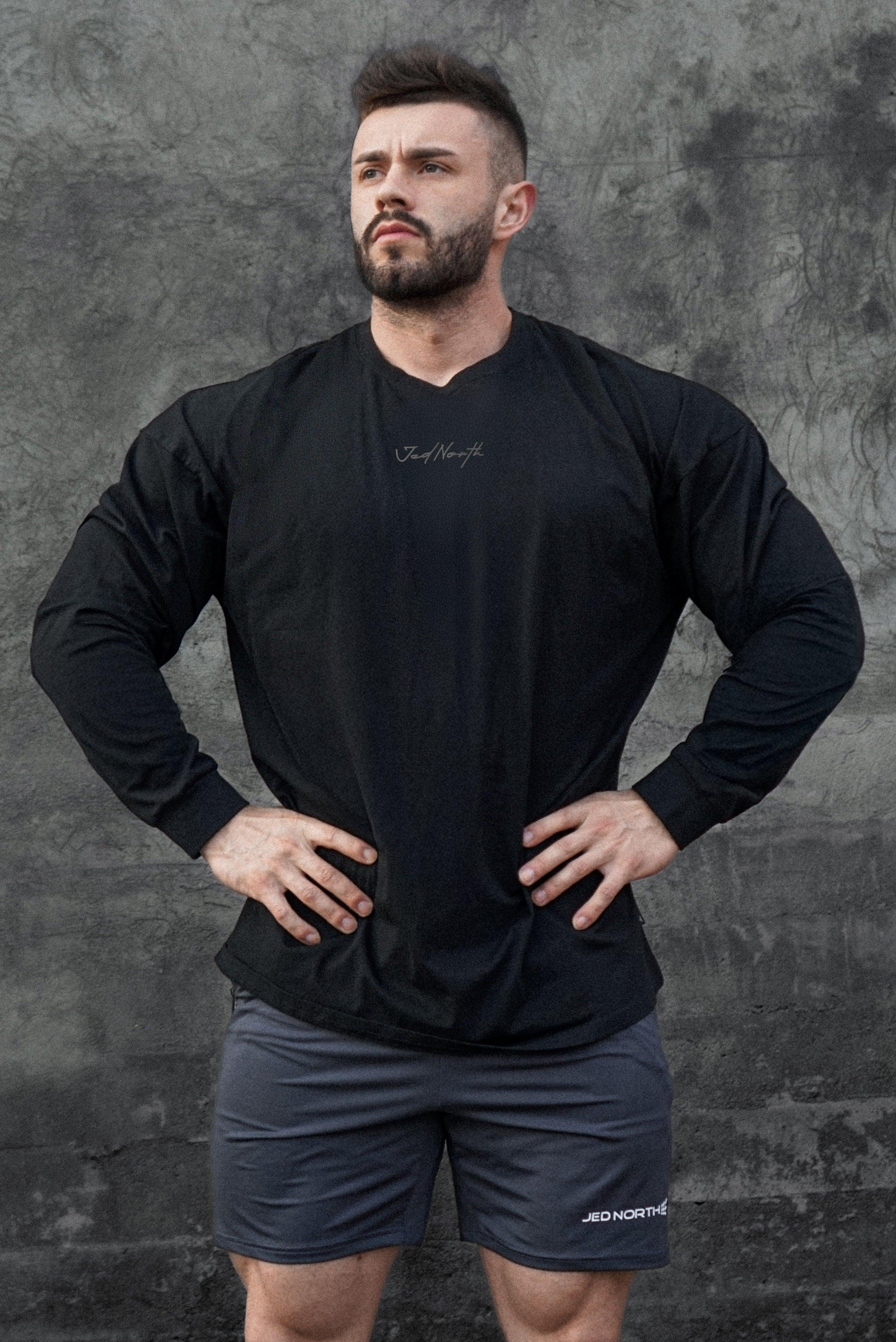 Jed North Energy Oversize-Langarm-T-Shirt 2.0 - Obsidianschwarz