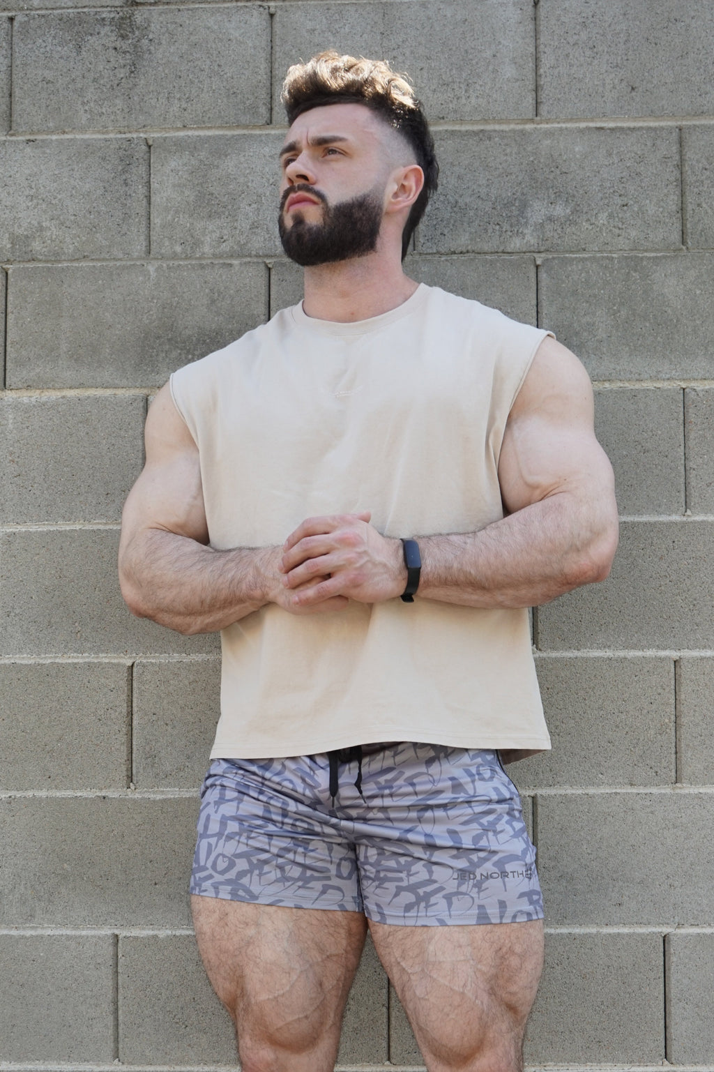 Jed North Men's Box Cut Muscle Tee - Light Khaki