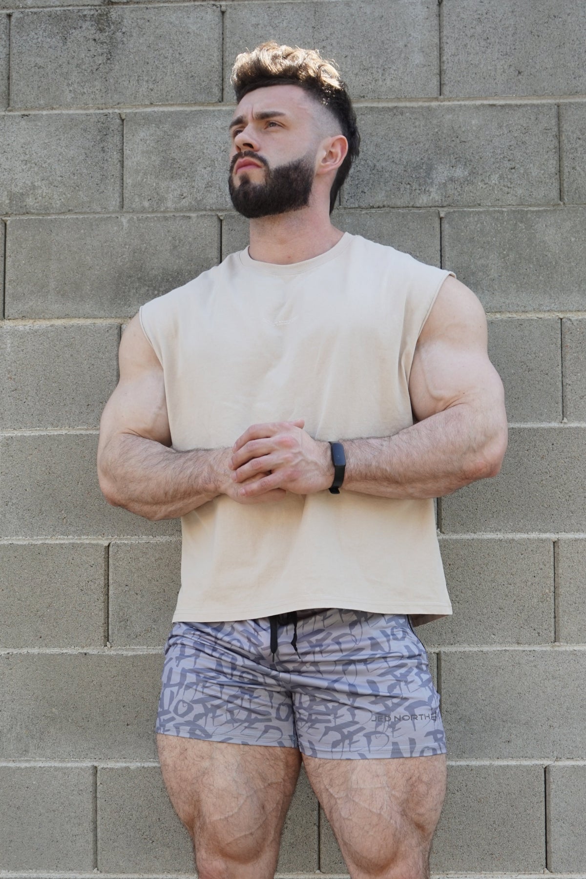 Jed North Men's Box Cut Muscle Tee - Light Khaki