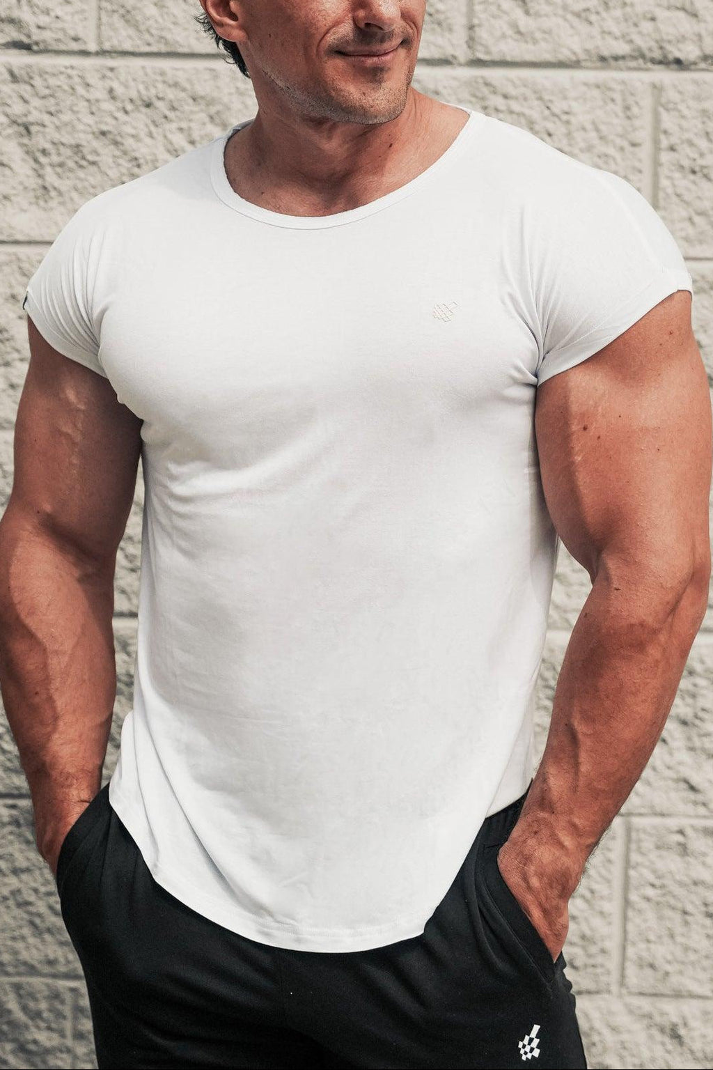 Camiseta muscular de manga corta para hombre Jed North Evolve 2.0 - Blanco hueso
