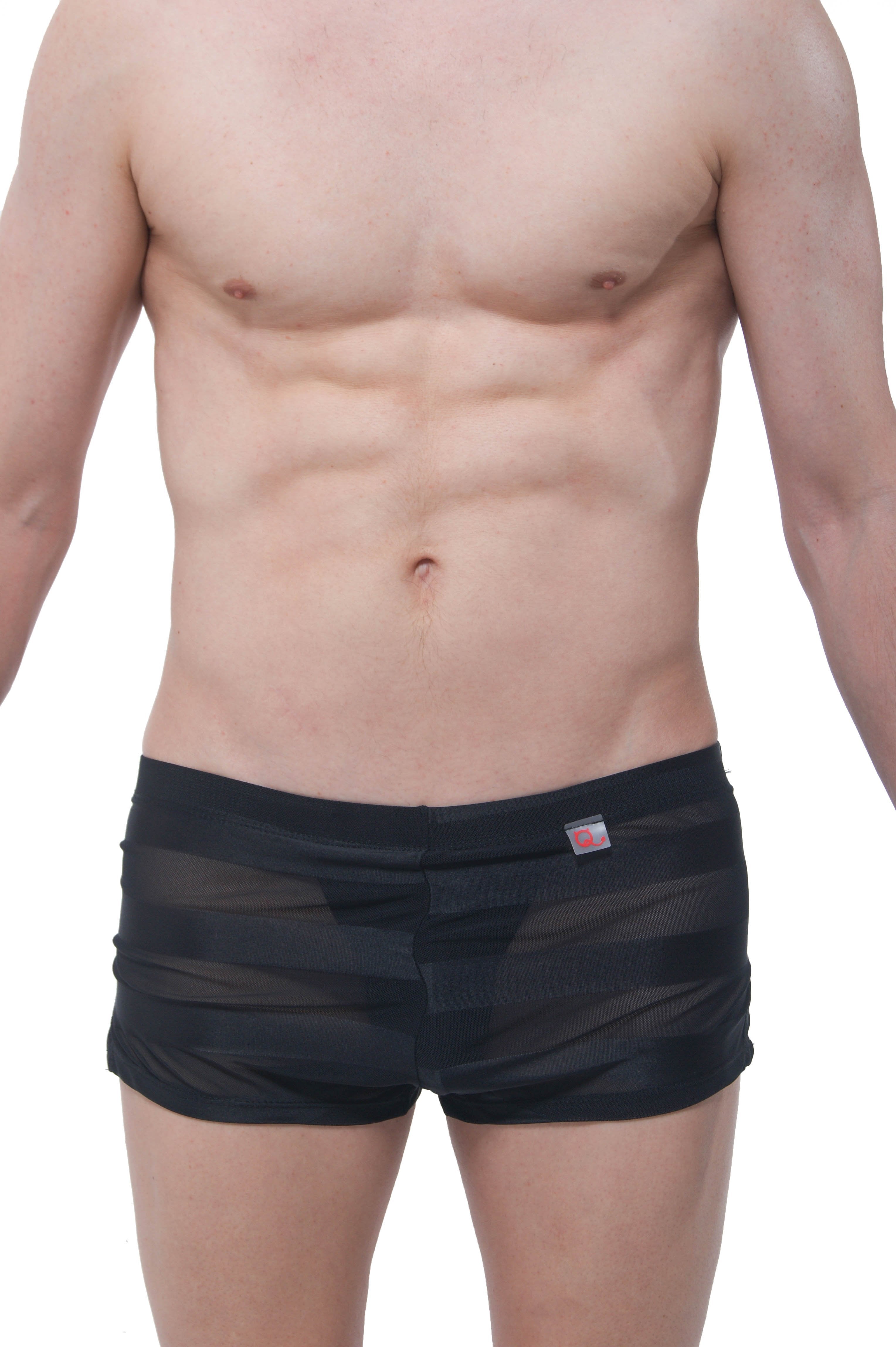 Shorts Mesh Stripe Jock Schwarz