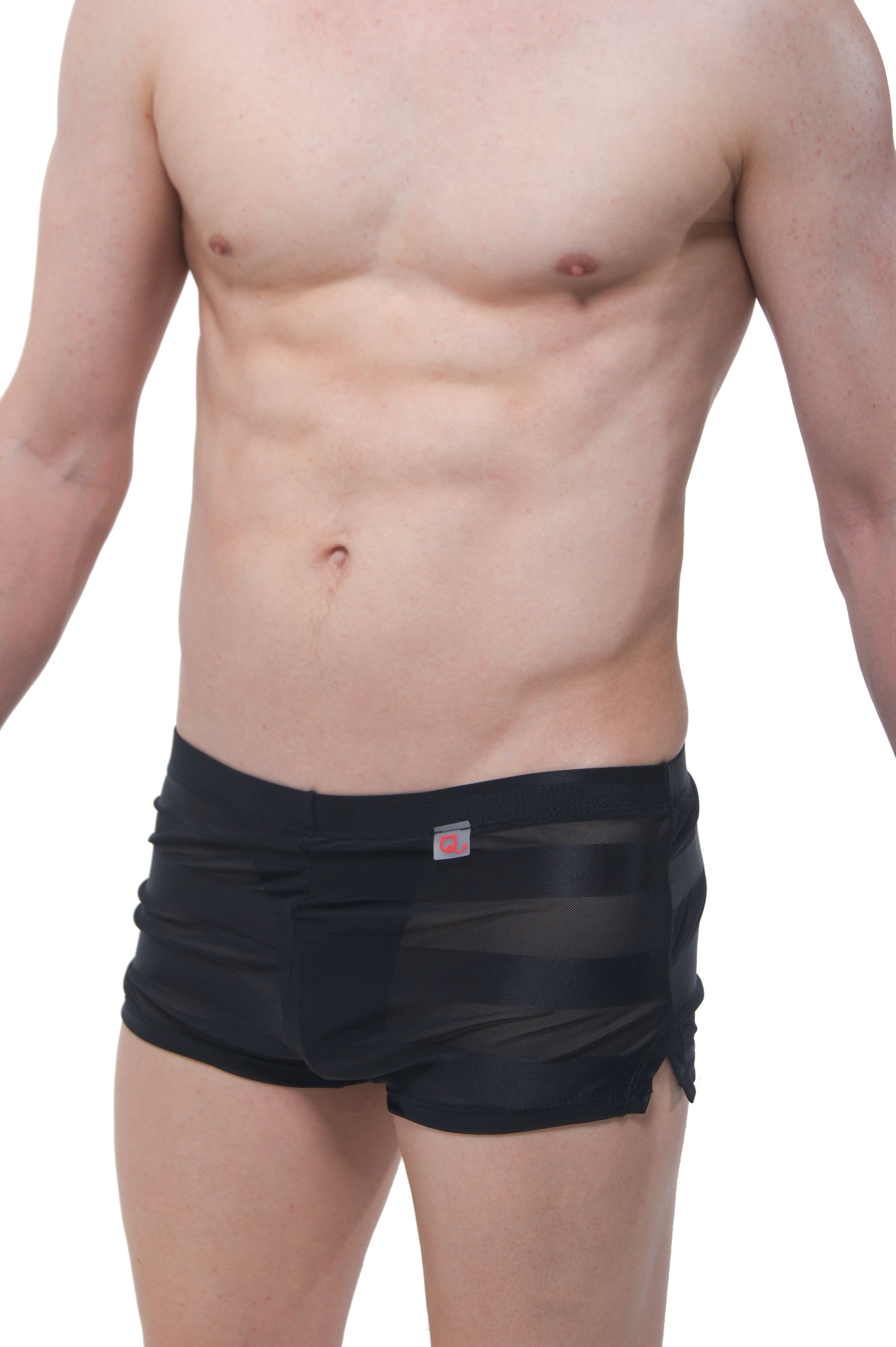 Pantalones cortos de malla con rayas Jock negros