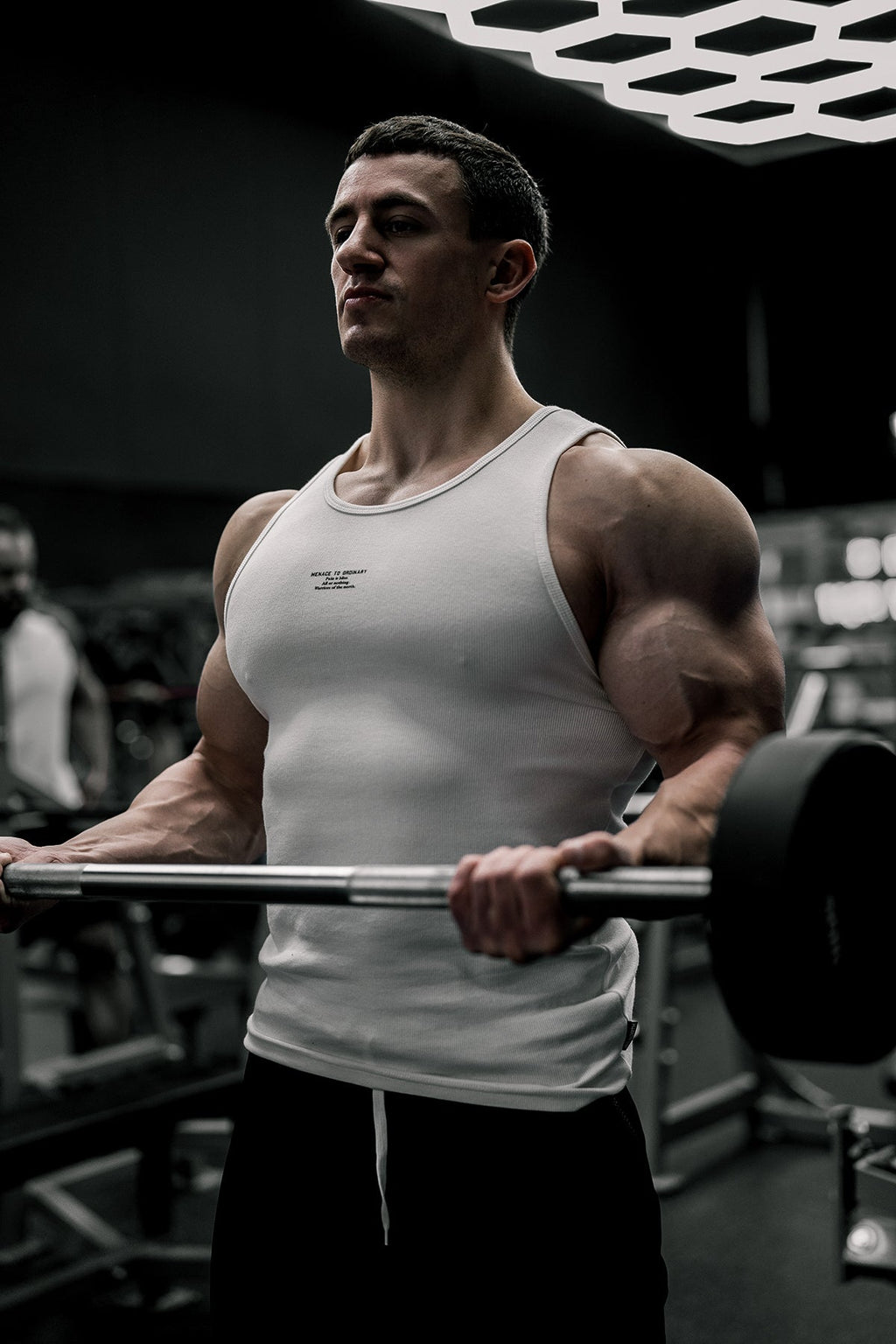 Camiseta sin mangas acanalada con cuello halter de Jed North - Blanca