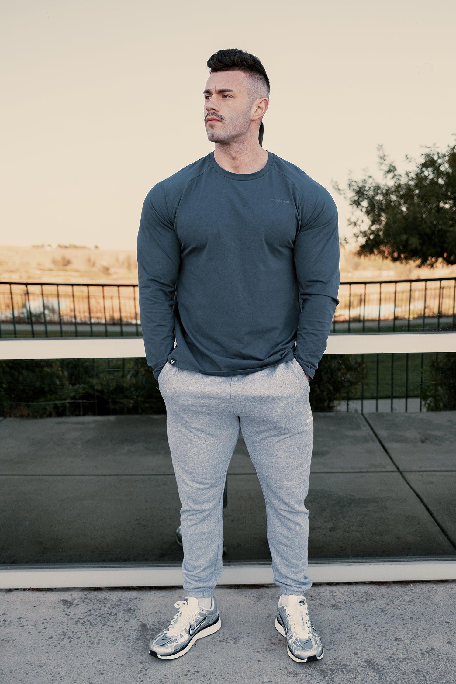 Jed North Titan Muscle-Fit Long Sleeve T-Shirt - Steel Blue