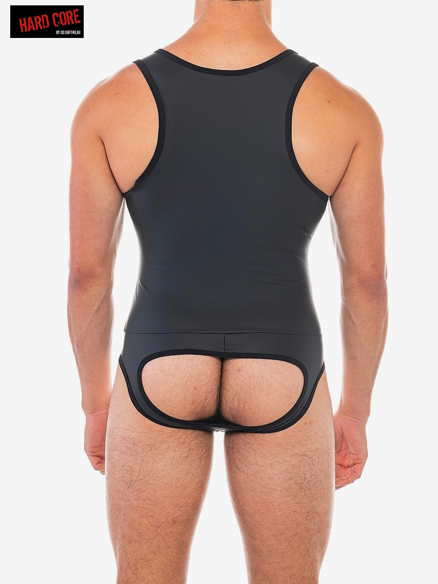 Hard Core 5536 Men's X Pleather Backless Wrestler - Midnight