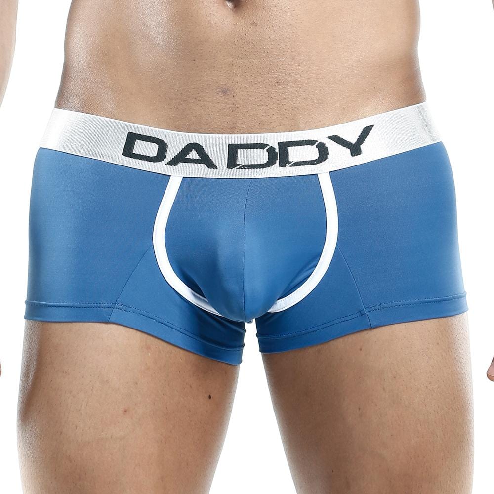 Blue daddy daddy ddg001 boxer trunk briefs in blue with white elastic waistband and trim for comfortable wear